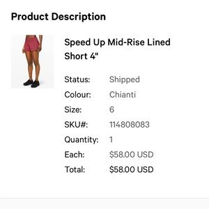 Lululemon Speed Up Mid-Rise Lined Short 4"